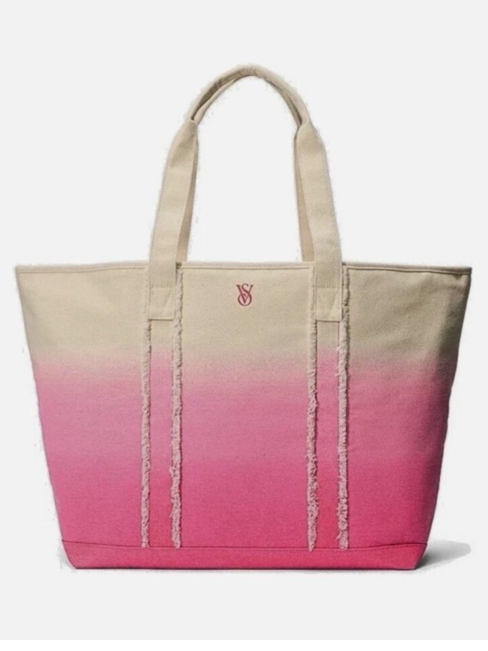 NEW!Victoria's Secret Bright Pink and Cream Ombre Tote Bag! CUTE! NWT!